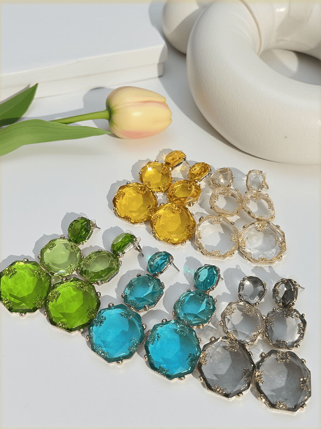 ARTSY RHINESTONE LONG DROP EARRINGS