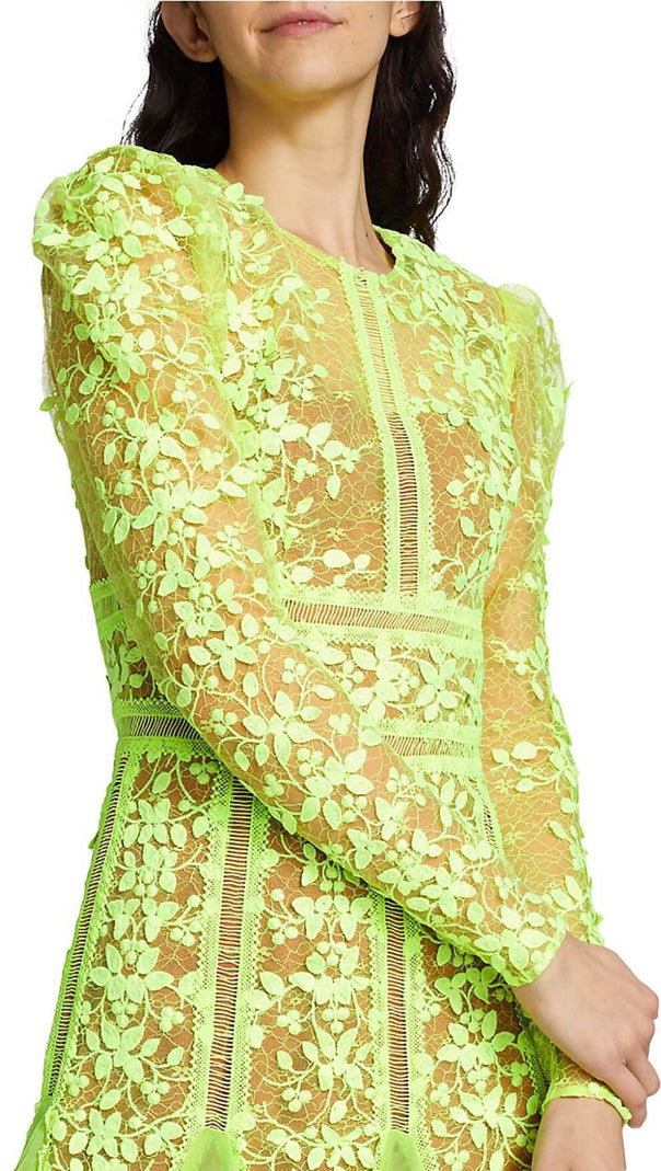AIIZIE LACE PLATED MIDI DRESS IN GREEN - product image