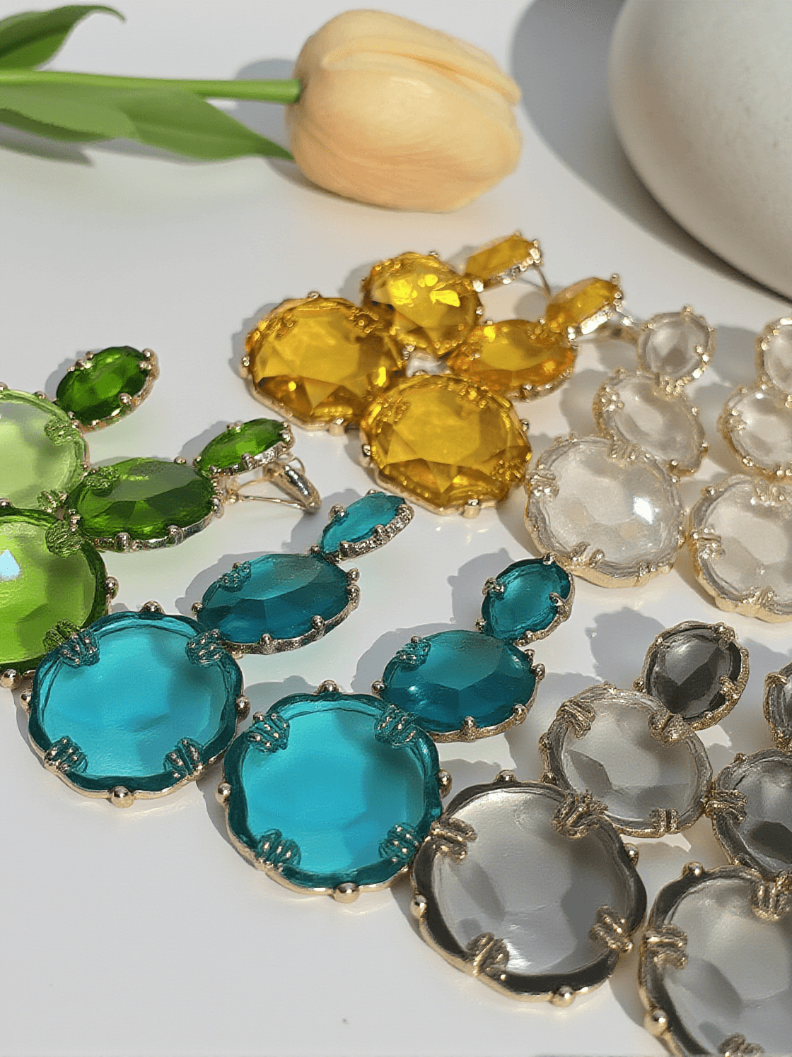 ARTSY RHINESTONE LONG DROP EARRINGS