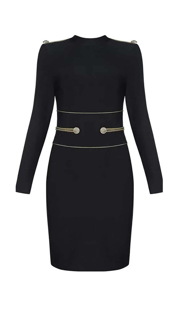 AIIZIE LONG SLEEVE BANDAGE MINI DRESS IN BLACK - product image