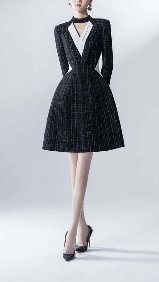 AIIZIE LONG SLEEVES A LINE JACKET DRESS IN BLACK - product image