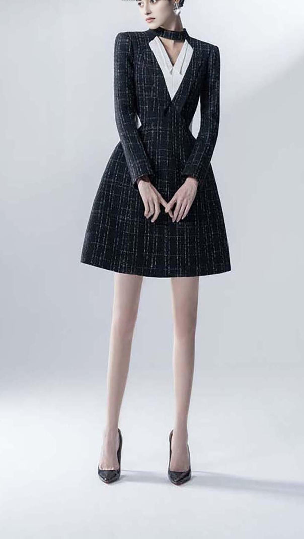 AIIZIE LONG SLEEVES A LINE JACKET DRESS IN BLACK - product image