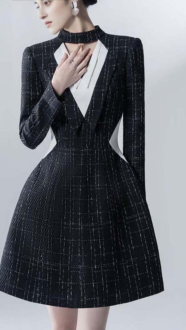 AIIZIE LONG SLEEVES A LINE JACKET DRESS IN BLACK - product image