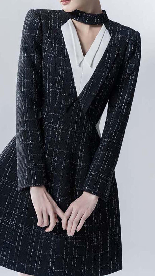 AIIZIE LONG SLEEVES A LINE JACKET DRESS IN BLACK - product image