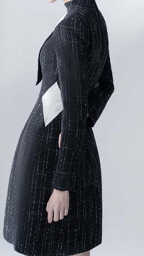 AIIZIE LONG SLEEVES A LINE JACKET DRESS IN BLACK - product image