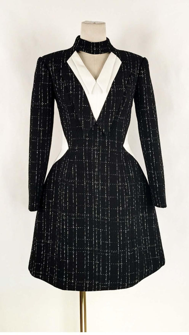 AIIZIE LONG SLEEVES A LINE JACKET DRESS IN BLACK - product image