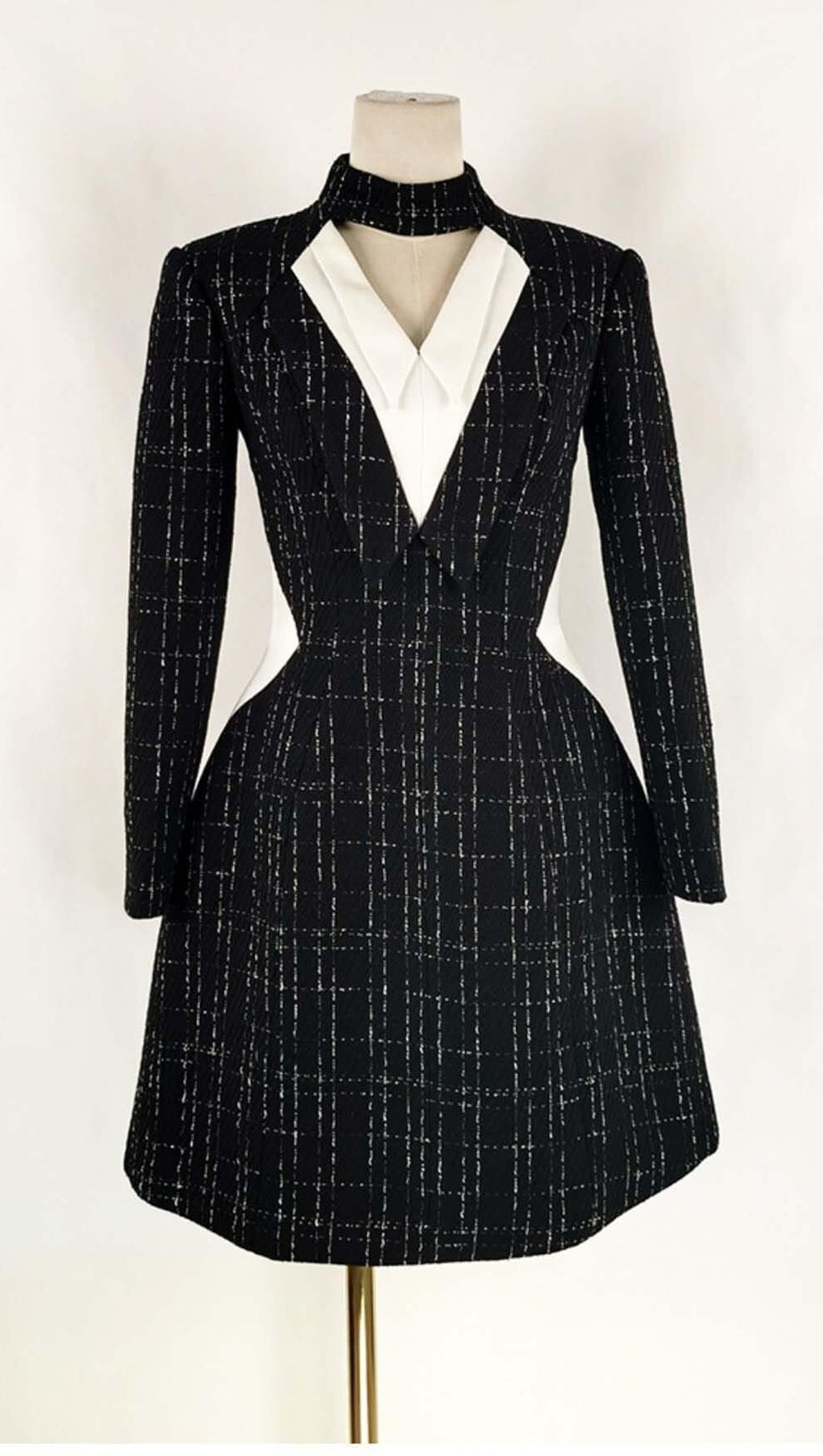 LONG SLEEVES A LINE JACKET DRESS IN BLACK