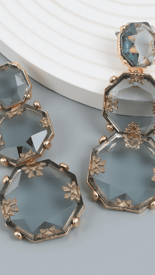AIIZIE ARTSY RHINESTONE LONG DROP EARRINGS - product image