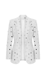 MIRROR SEQUIN DETAIL JACKET IN WHITE