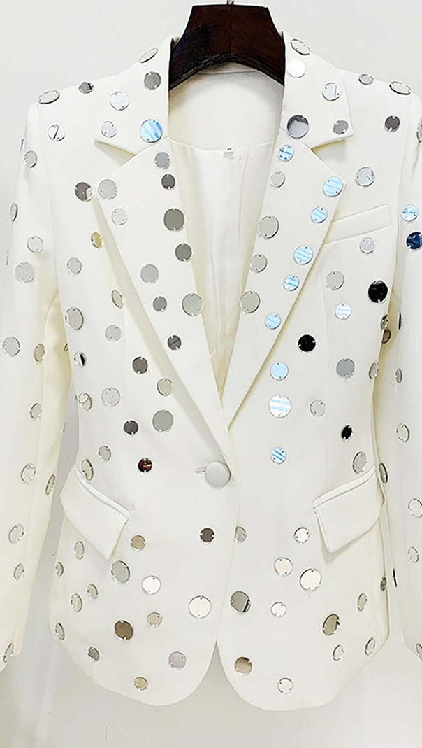 AIIZIE MIRROR SEQUIN DETAIL JACKET IN WHITE - product image