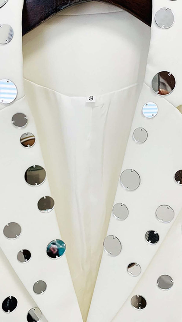 AIIZIE MIRROR SEQUIN DETAIL JACKET IN WHITE - product image