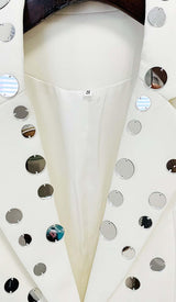 MIRROR SEQUIN DETAIL JACKET IN WHITE