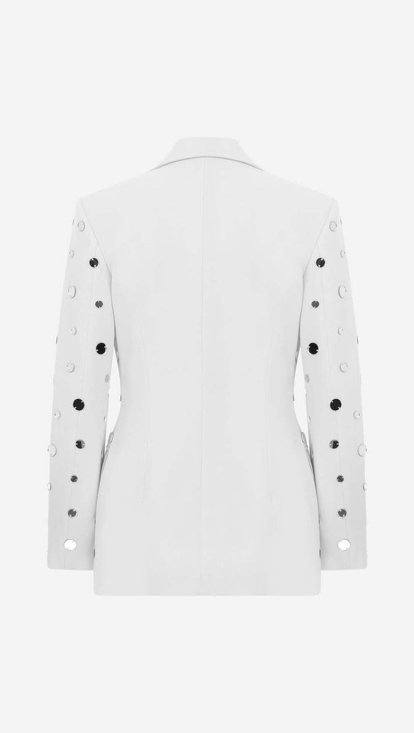 AIIZIE MIRROR SEQUIN DETAIL JACKET IN WHITE - product image