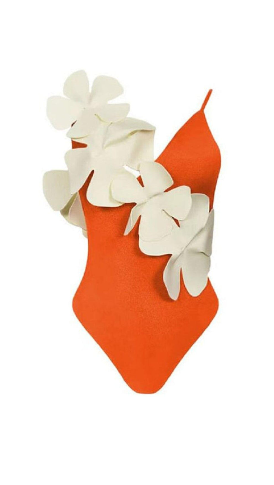 Rückenfreier Badeanzug mit Blumendekor in Orange