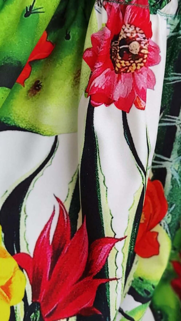 AIIZIE ONE SHOULDER CACTUS MINI DRESS IN GREEN - product image