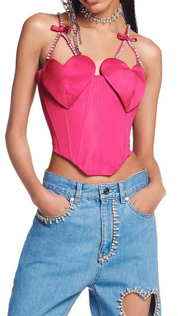 AIIZIE PATCHWORK DIAMOND HEART TWO PIECE SET IN RED - product image