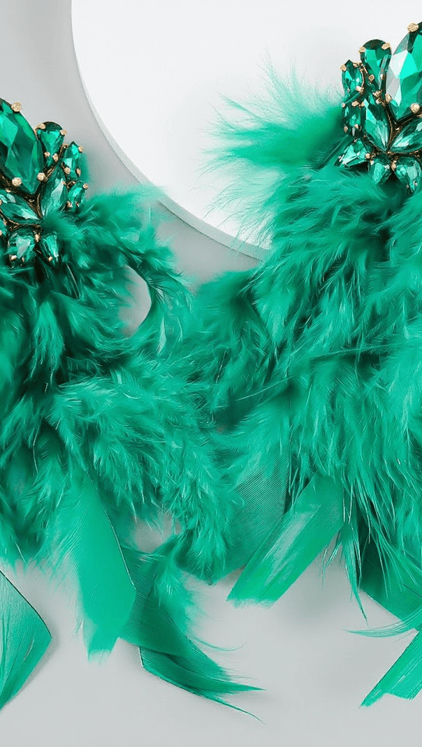 AIIZIE SAYDA RHINESTONE FEATHER EARRINGS - product image