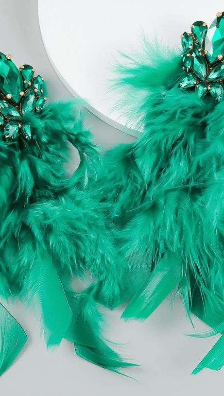 SAYDA RHINESTONE FEATHER EARRINGS