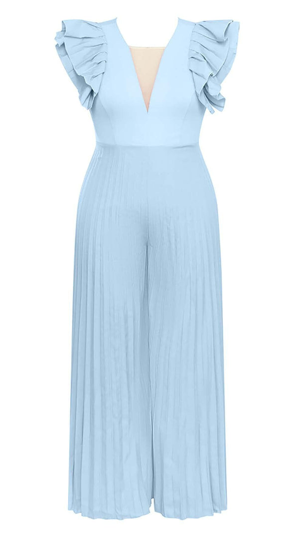 AIIZIE PLUNGE PLATED MAXI DRESS IN BLUE - product image