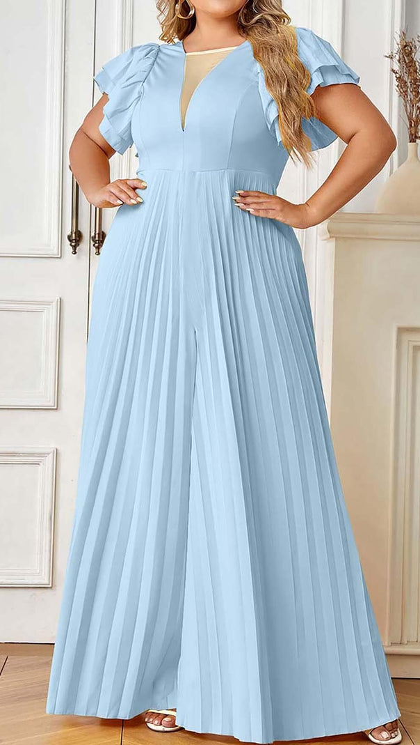 AIIZIE PLUNGE PLATED MAXI DRESS IN BLUE - product image