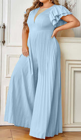 PLUNGE PLATED MAXI DRESS IN BLUE