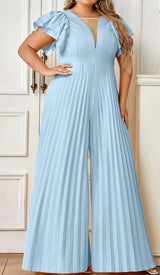 PLUNGE PLATED MAXI DRESS IN BLUE