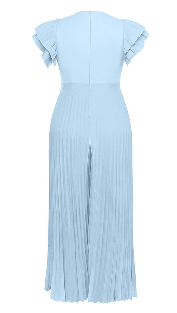 AIIZIE PLUNGE PLATED MAXI DRESS IN BLUE - product image