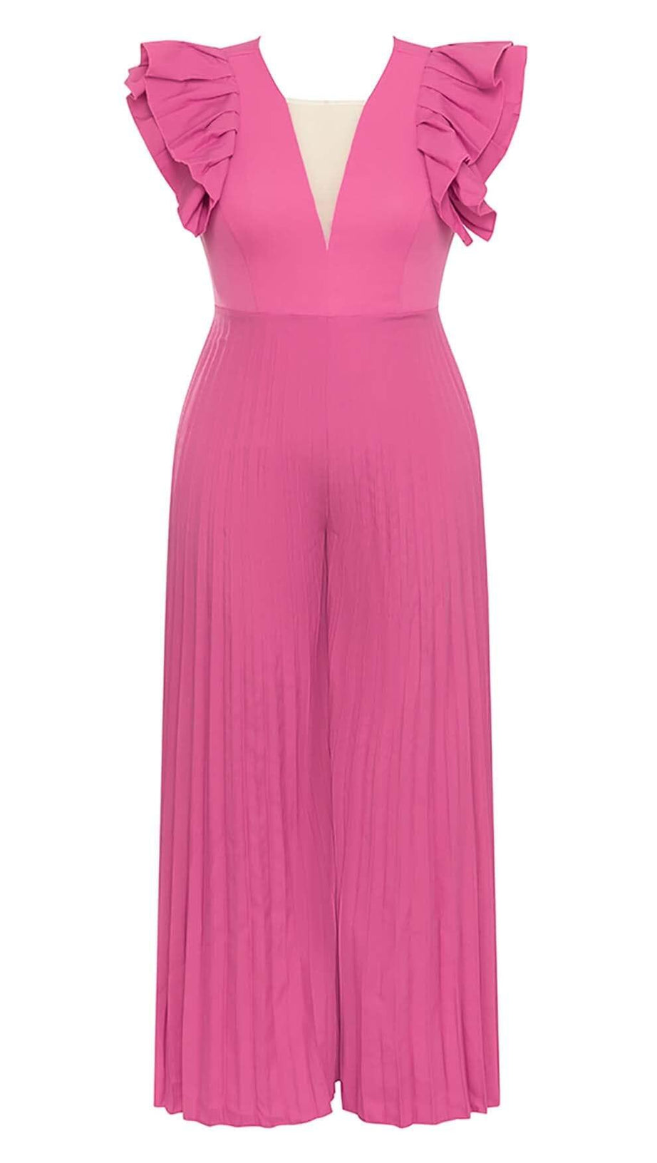 PLUNGE PLATED MAXI DRESS IN RED