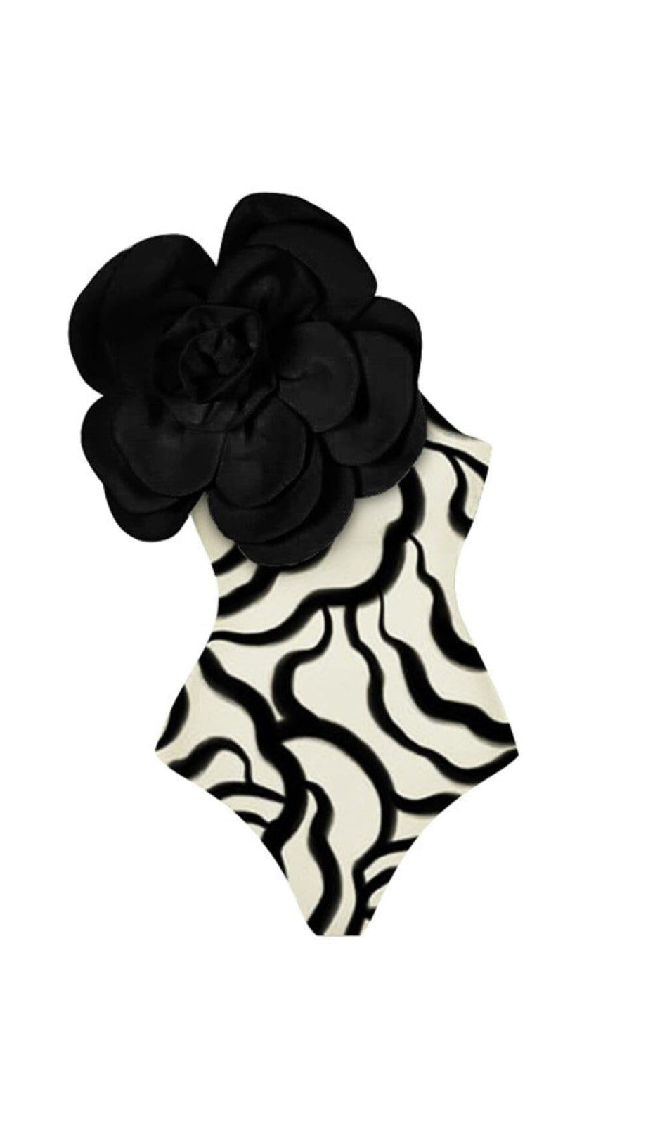 EXAGGERATED 3D FLOWER PRINTED ONE PIECE SWIMSUIT