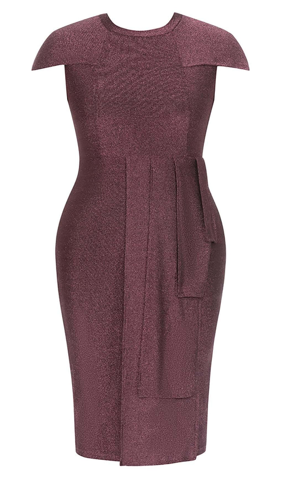 PLUS GLITTER MIDI DRESS IN BROWN