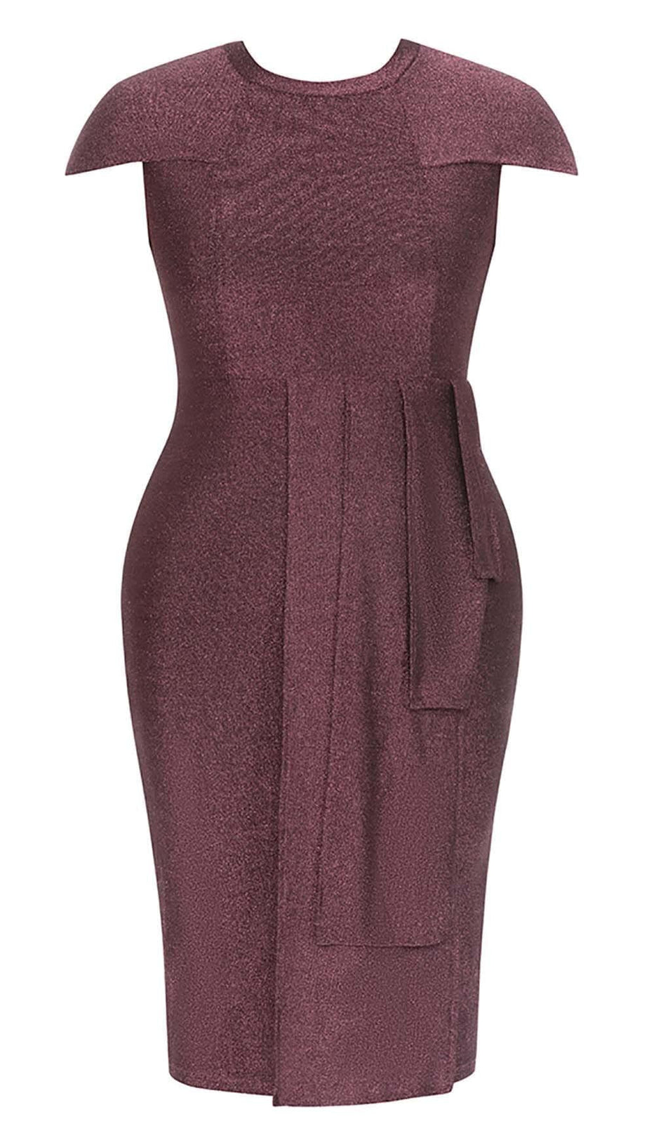 PLUS GLITTER MIDI DRESS IN BROWN