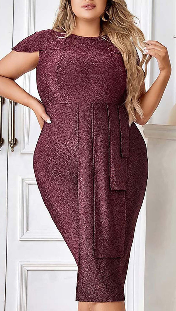 AIIZIE PLUS GLITTER MIDI DRESS IN BROWN - product image