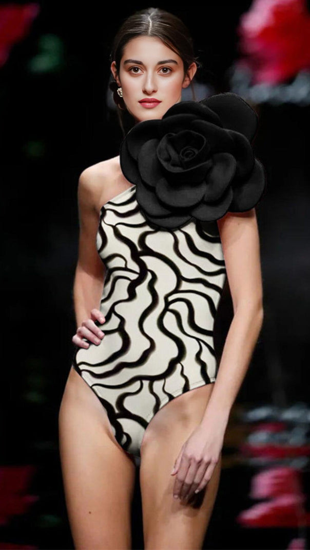 AIIZIE EXAGGERATED 3D FLOWER PRINTED ONE PIECE SWIMSUIT - product image