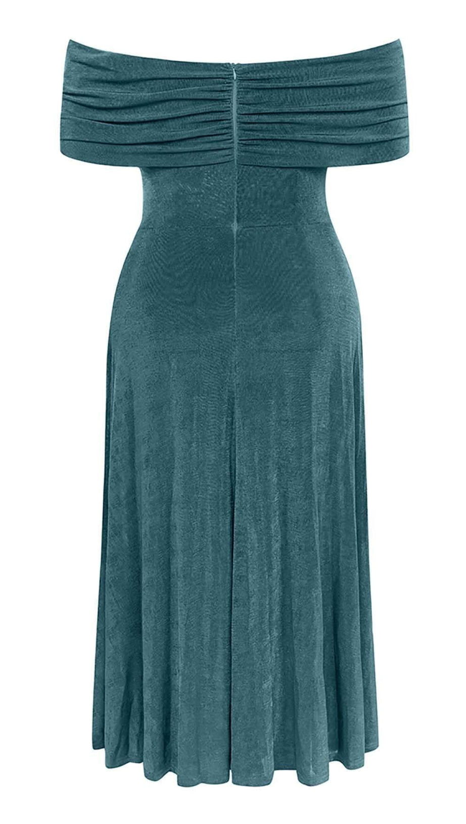 PLUS OFF SHOULDER MIDI DRESS IN GREEN