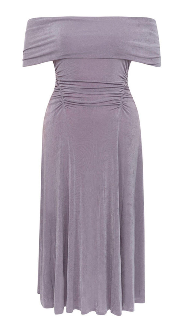 AIIZIE PLUS OFF SHOULDER MIDI DRESS IN PURPLE - product image