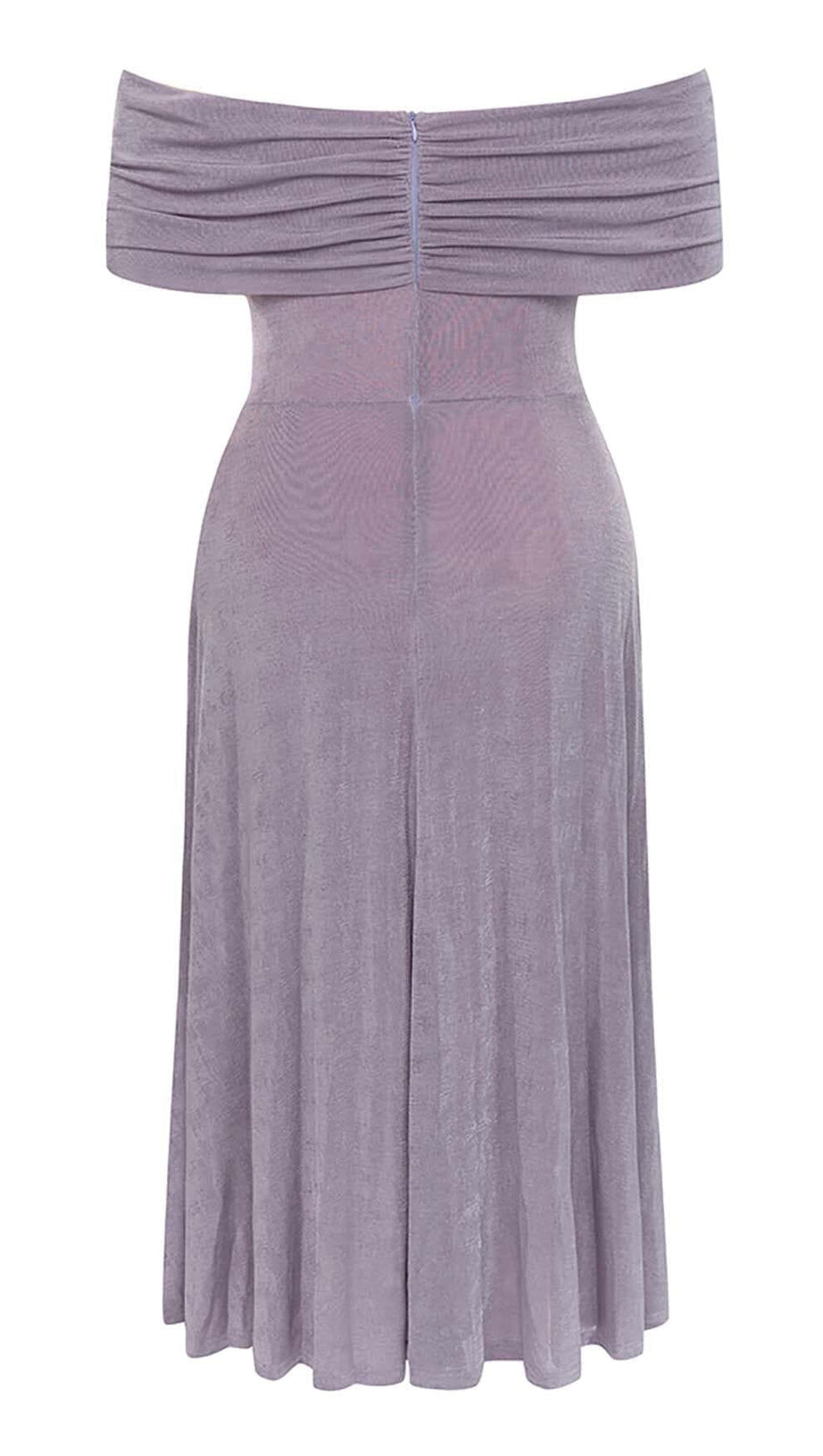 PLUS OFF SHOULDER MIDI DRESS IN PURPLE