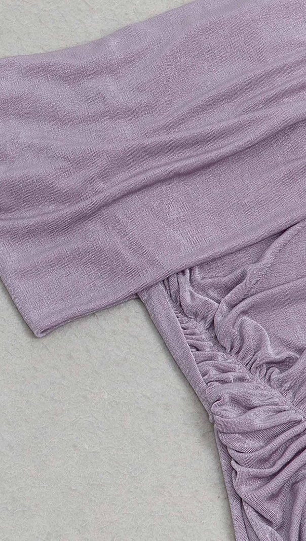 AIIZIE PLUS OFF SHOULDER MIDI DRESS IN PURPLE - product image