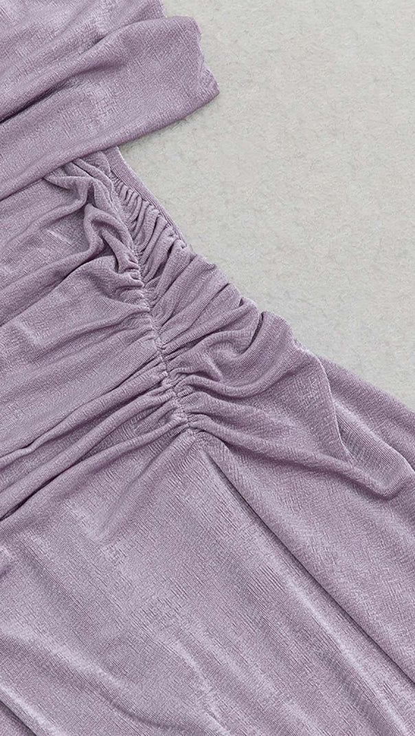 Plus Off Shoulder Midi Dress in Purple