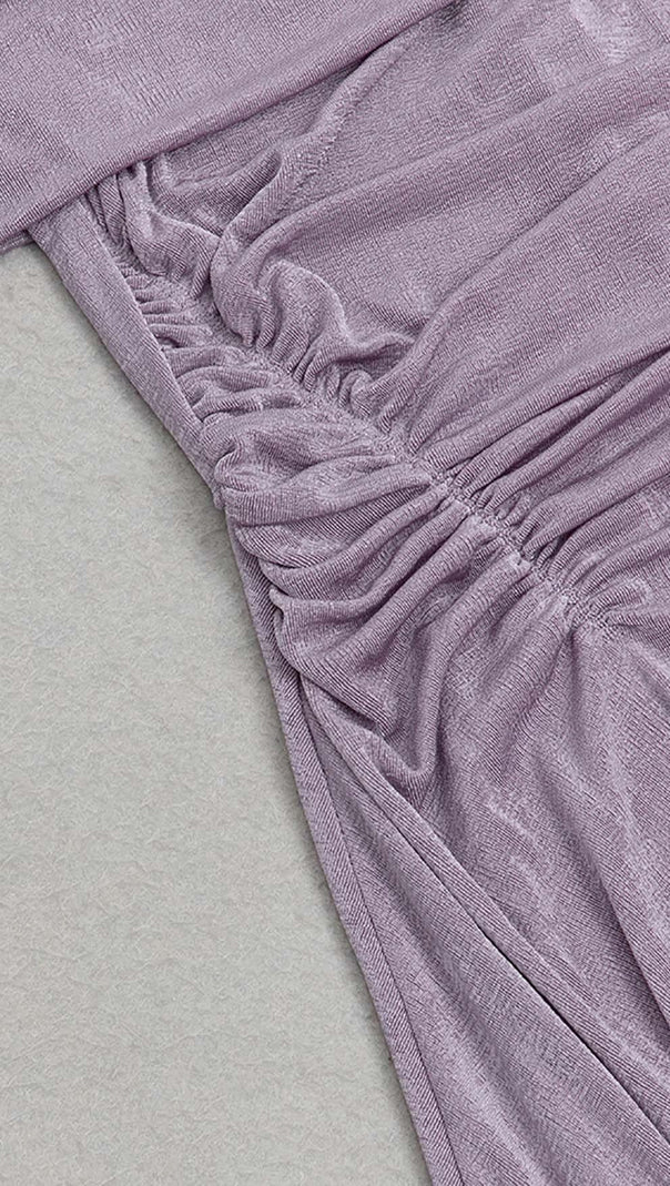 Plus Off Shoulder Midi Dress in Purple