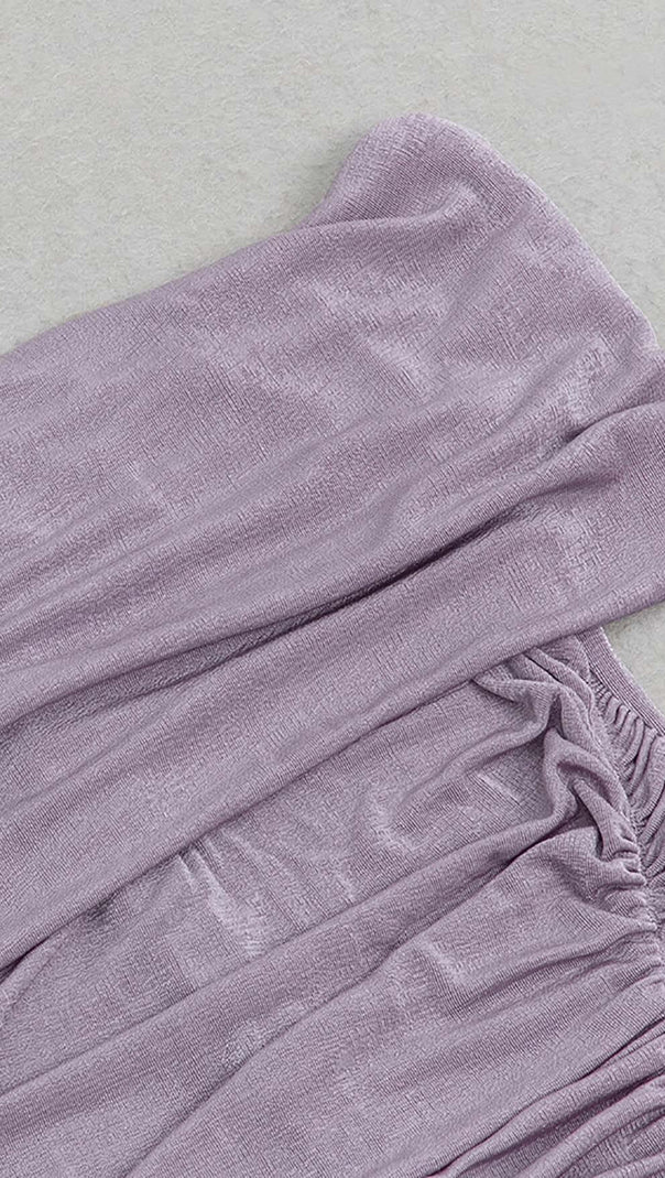 Plus Off Shoulder Midi Dress in Purple