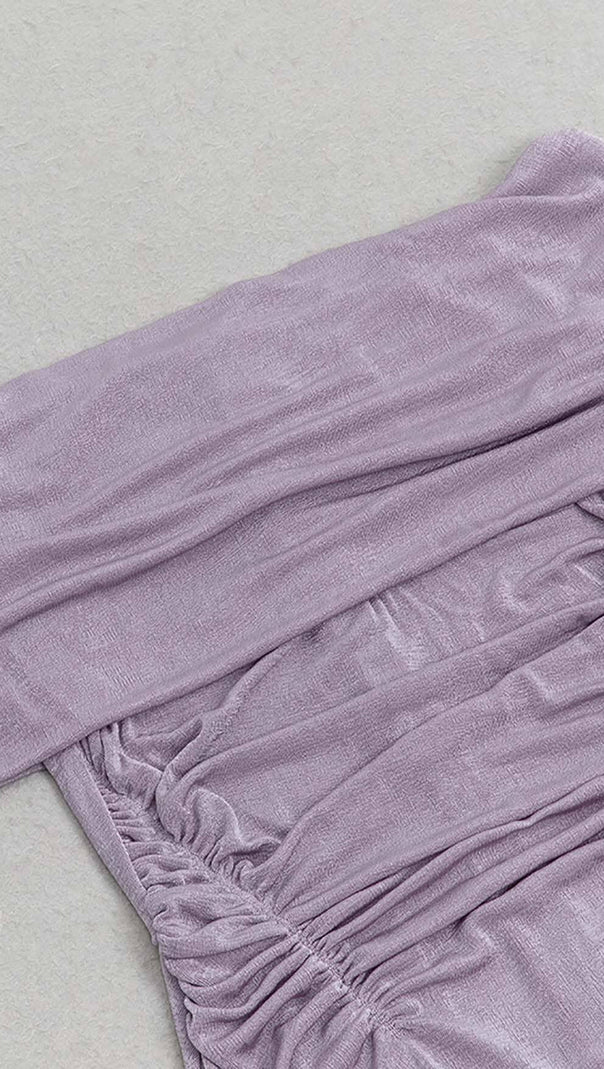 Plus Off Shoulder Midi Dress in Purple