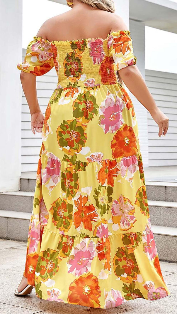 AIIZIE PLUS SIZE FLORAL PRINT MIDI DRESS IN MULTICOLOR - product image