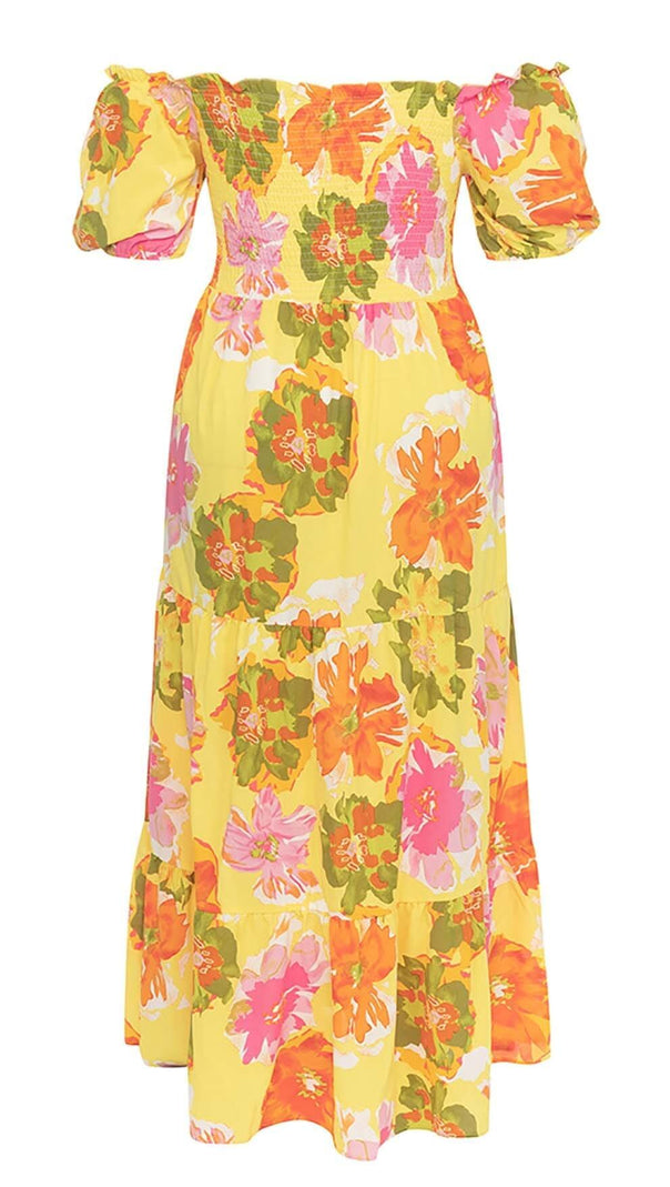 AIIZIE PLUS SIZE FLORAL PRINT MIDI DRESS IN MULTICOLOR - product image