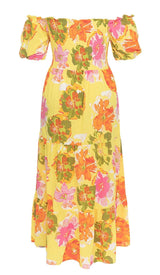 PLUS SIZE FLORAL PRINT MIDI DRESS IN MULTICOLOR