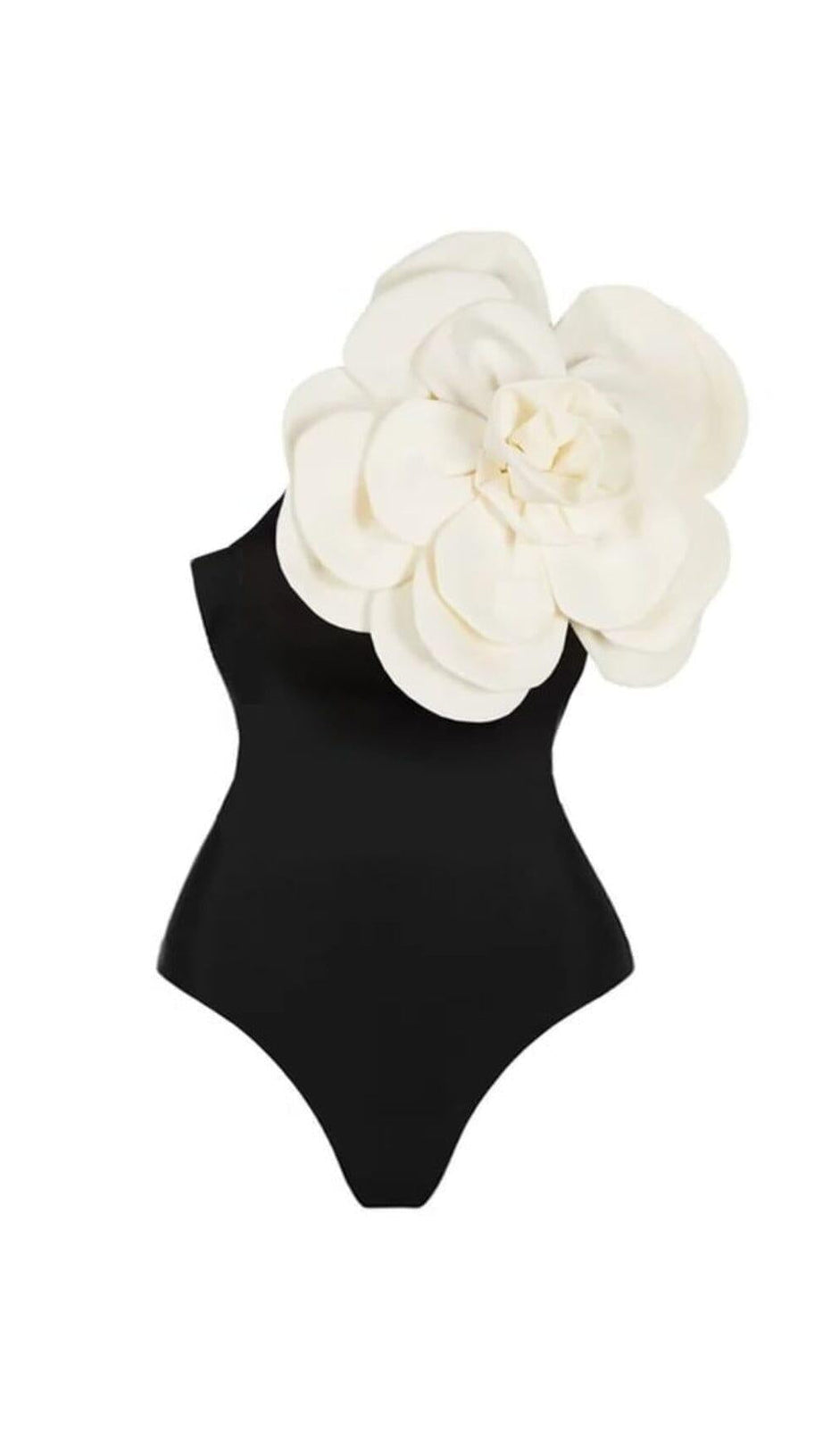 EXAGGERATED 3D FLOWER ONE PIECE SWIMSUIT IN BLACK