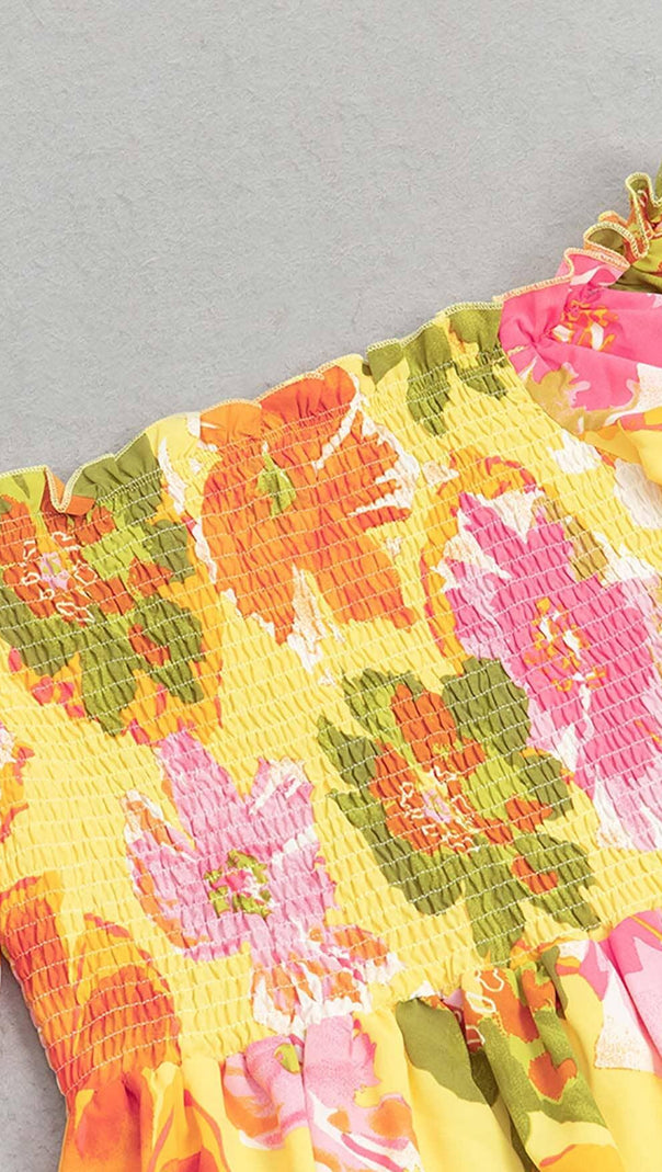Plus Size Floral Print Midi Dress in Multicolor