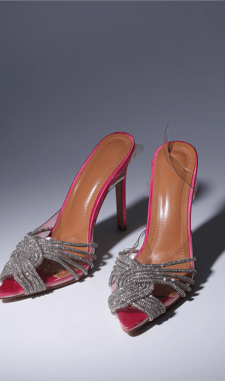 Lumi Crystal Embellished Sandals In Hot Pink