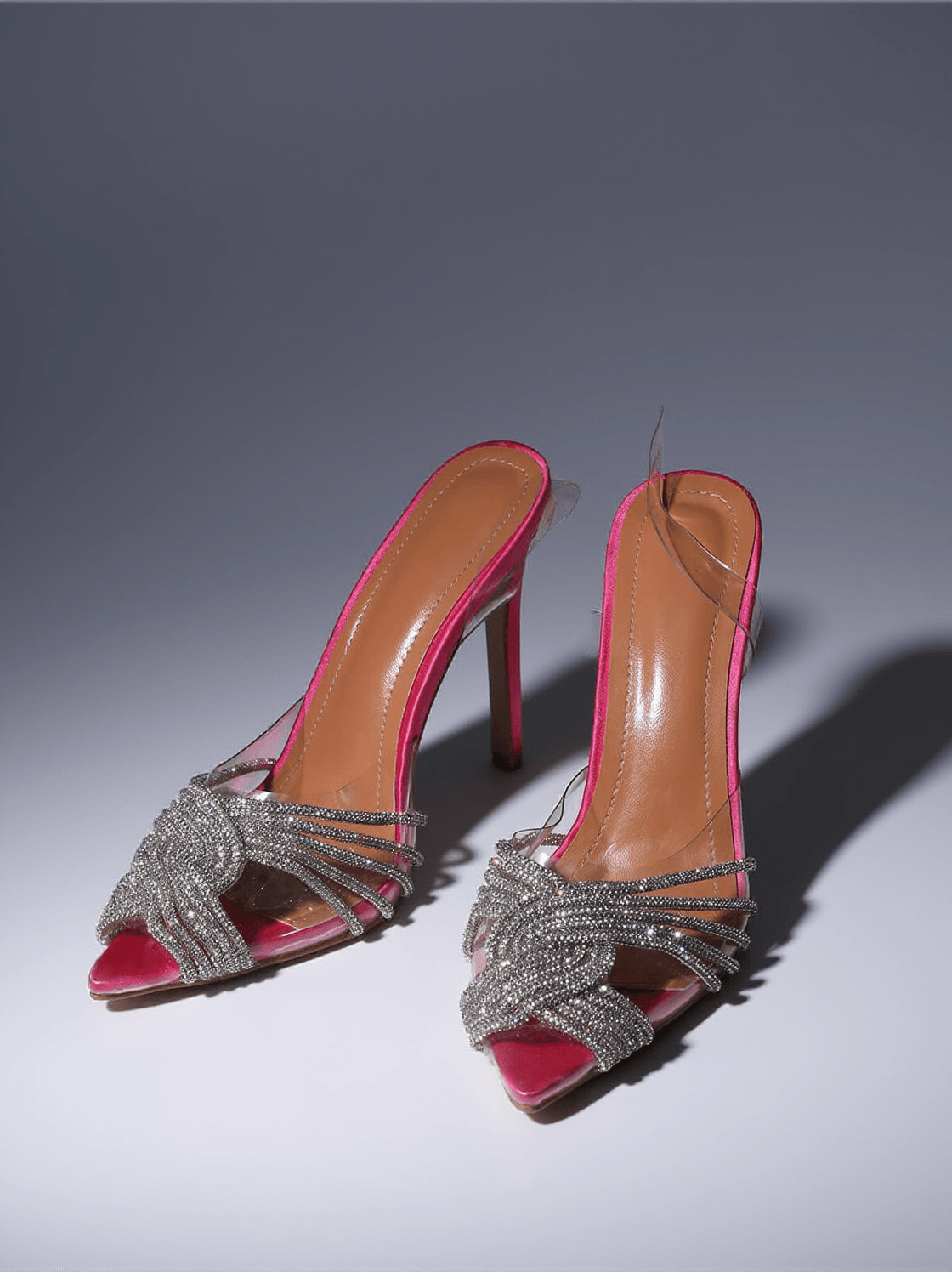 SANDALI LUMI CON CRISTALLI ROSA SCURO