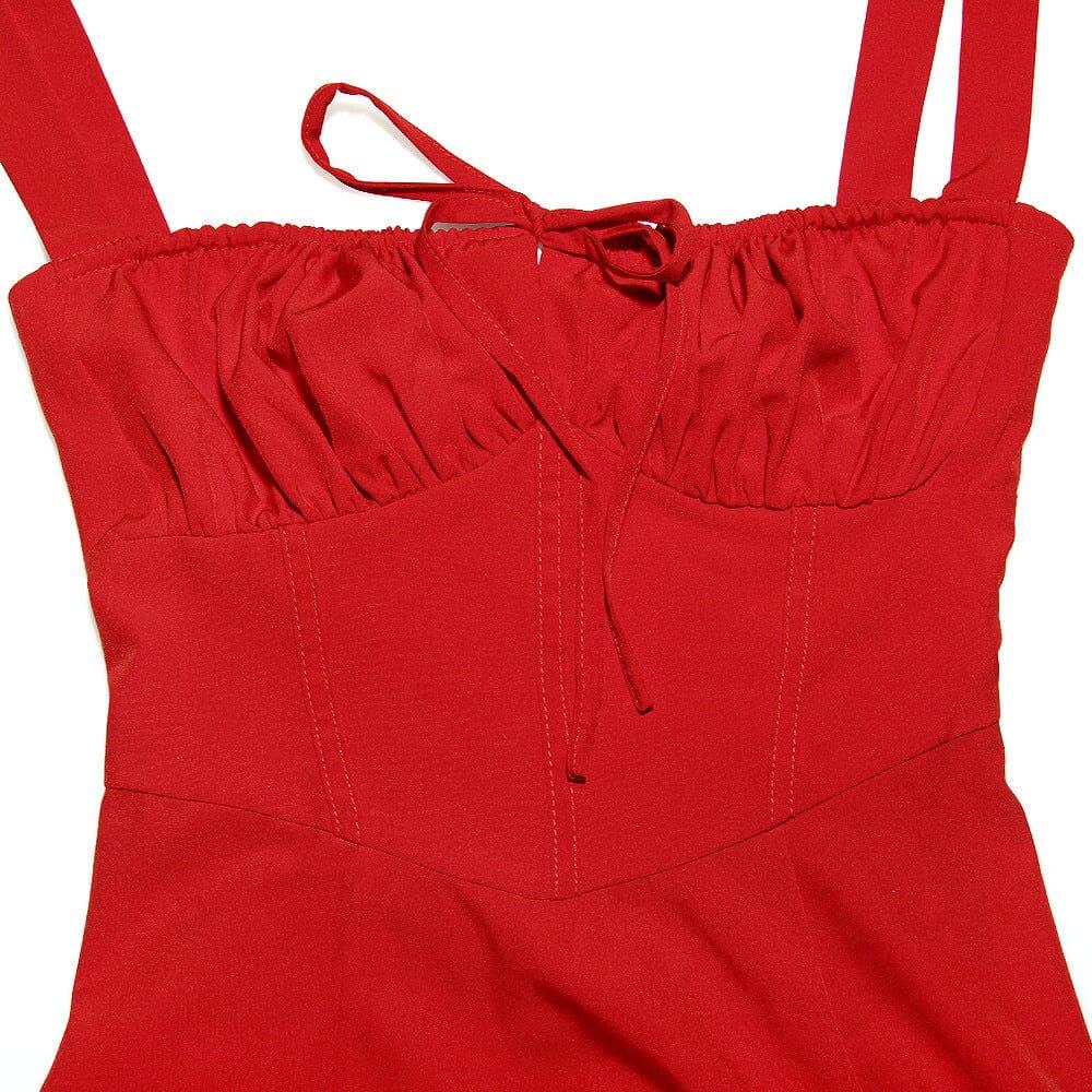 ABITO BUSTIER CON ROSA ROSSA