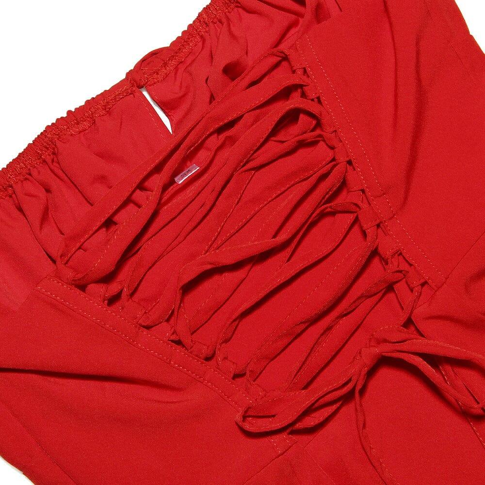 ABITO BUSTIER CON ROSA ROSSA